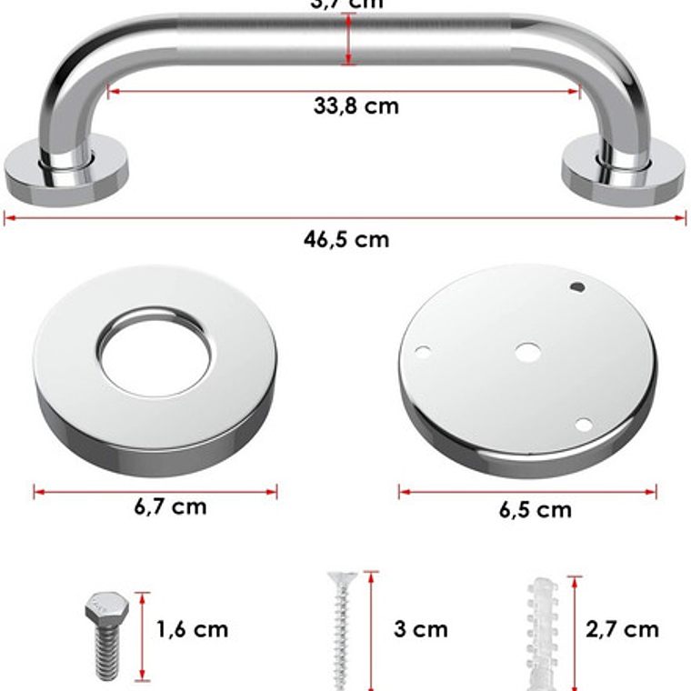 Barra De Seguridad Para Baño De 40 Cm1 1/4 Acero Inoxidable 5