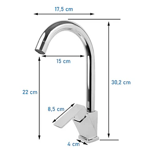 Llave Grifo Lavaplatos Metálica Agua Fría Cuello Alto