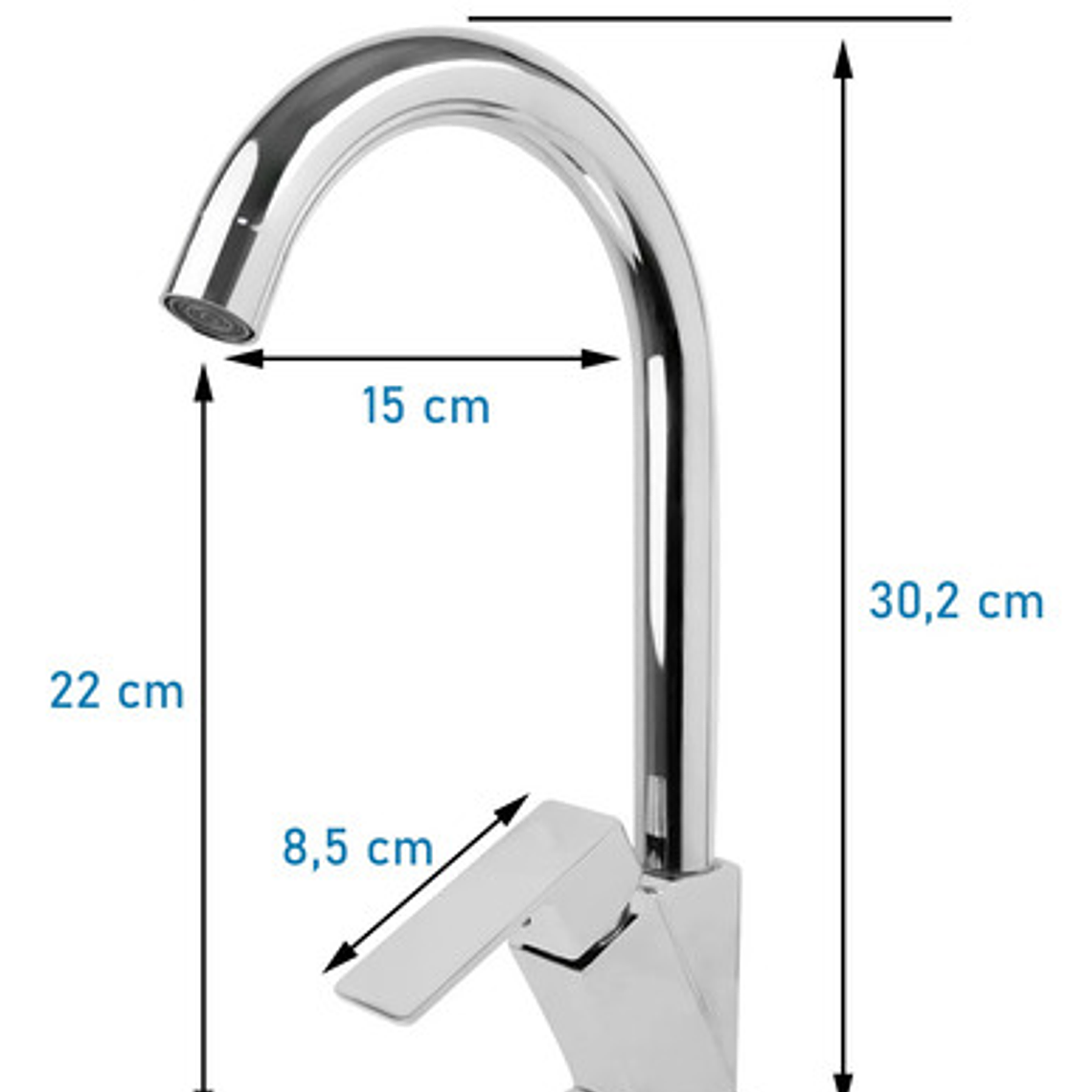 Llave Grifo Lavaplatos Metálica Agua Fría Cuello Alto 2