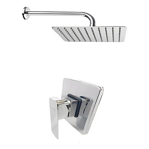Mezclador De Ducha Monocontrol Cuadrado + Regadera Cuadrada 