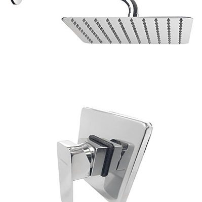 Mezclador De Ducha Monocontrol Cuadrado + Regadera Cuadrada 
