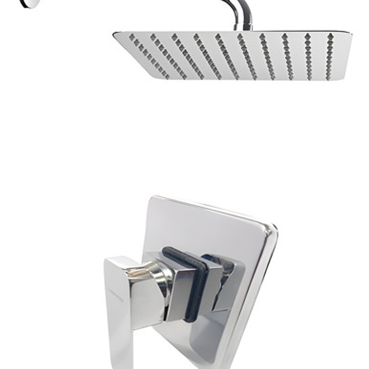 Mezclador De Ducha Monocontrol Cuadrado + Regadera Cuadrada  1
