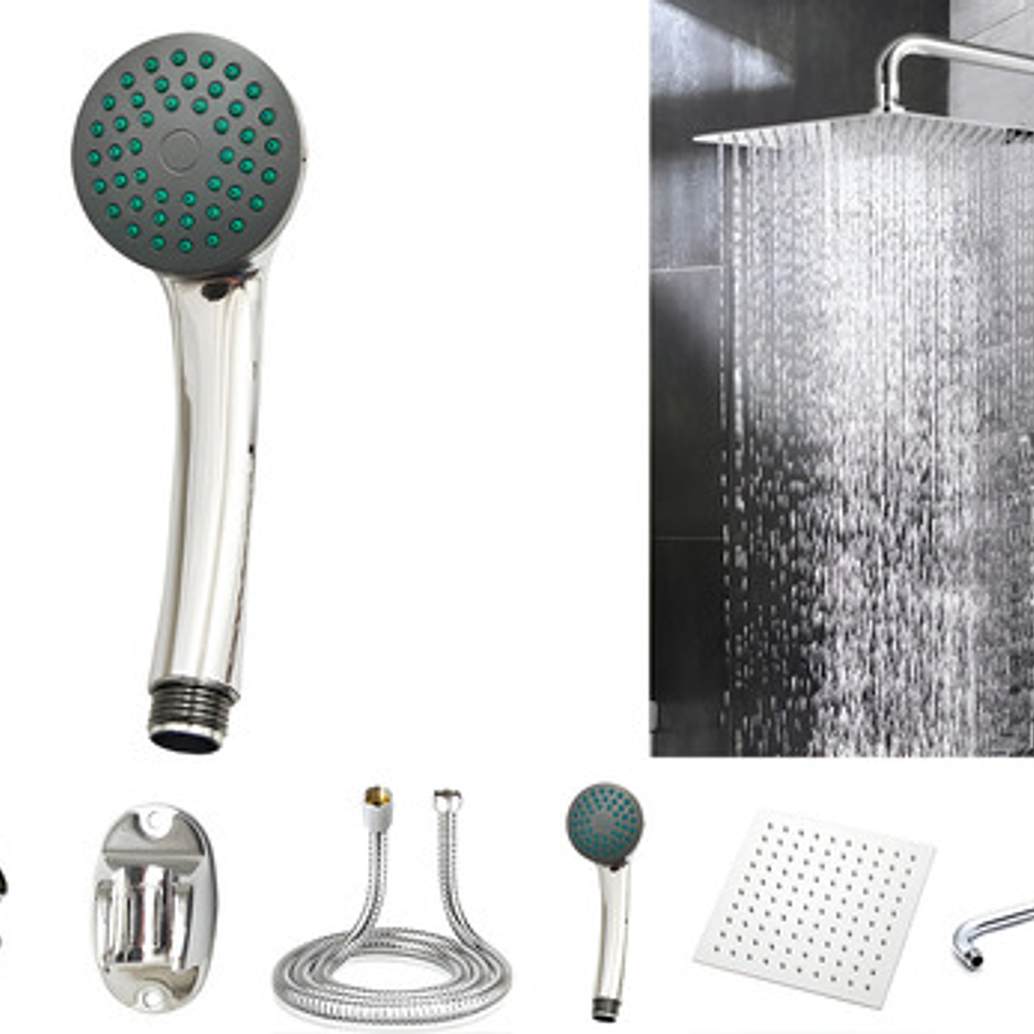 Combo X 3 Regadera Metálica 25x25, Ducha Telefono, Desviador 1