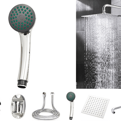 Combo X 3 Regadera Metálica 25x25, Ducha Telefono, Desviador