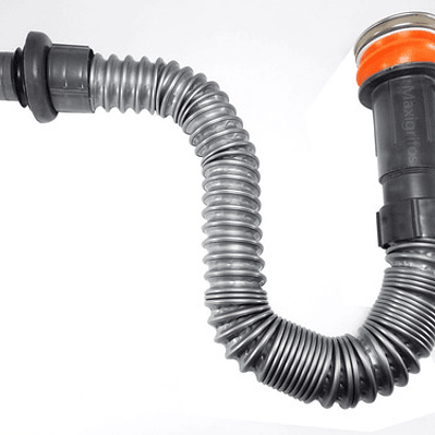 Sifón Flexible Gris Con Desagüe Push Acero Con Trampa