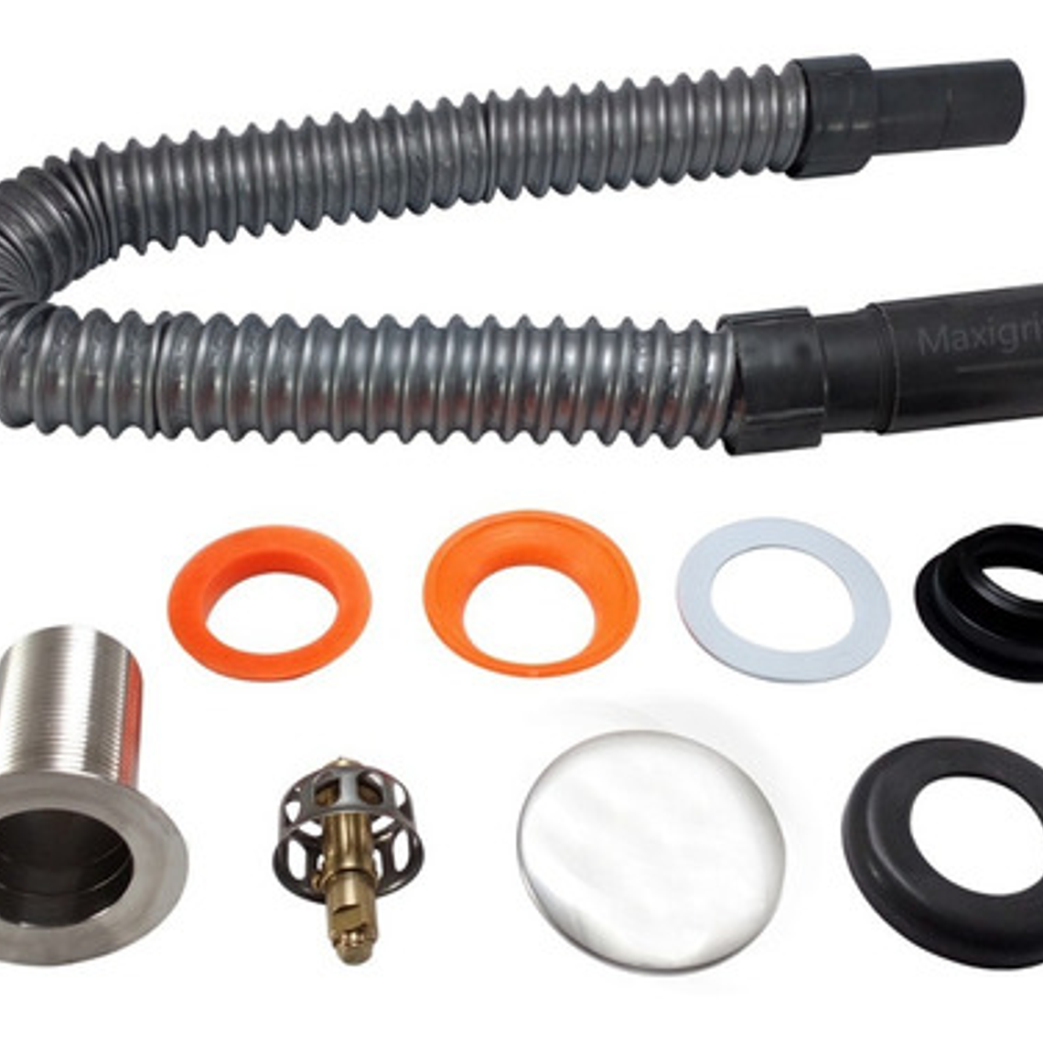 Sifón Flexible Gris Con Desagüe Push Acero Con Trampa 7