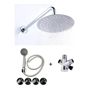 Combo X 3 Regadera Metálica 25x25, Ducha Telefono, Desviador