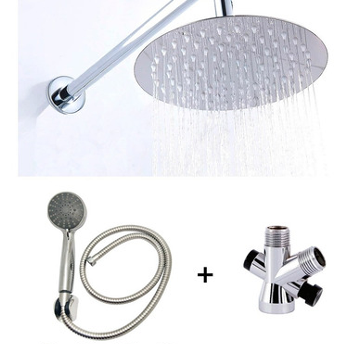 Combo X 3 Regadera Metálica 25x25, Ducha Telefono, Desviador 1