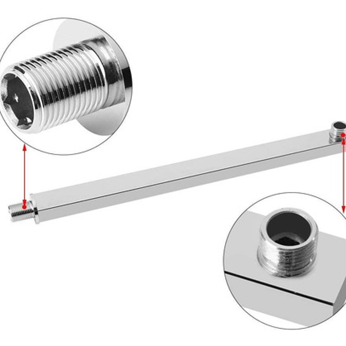 Tubo Extensión Para Ducha Cuadrado Longitud 40cm 6