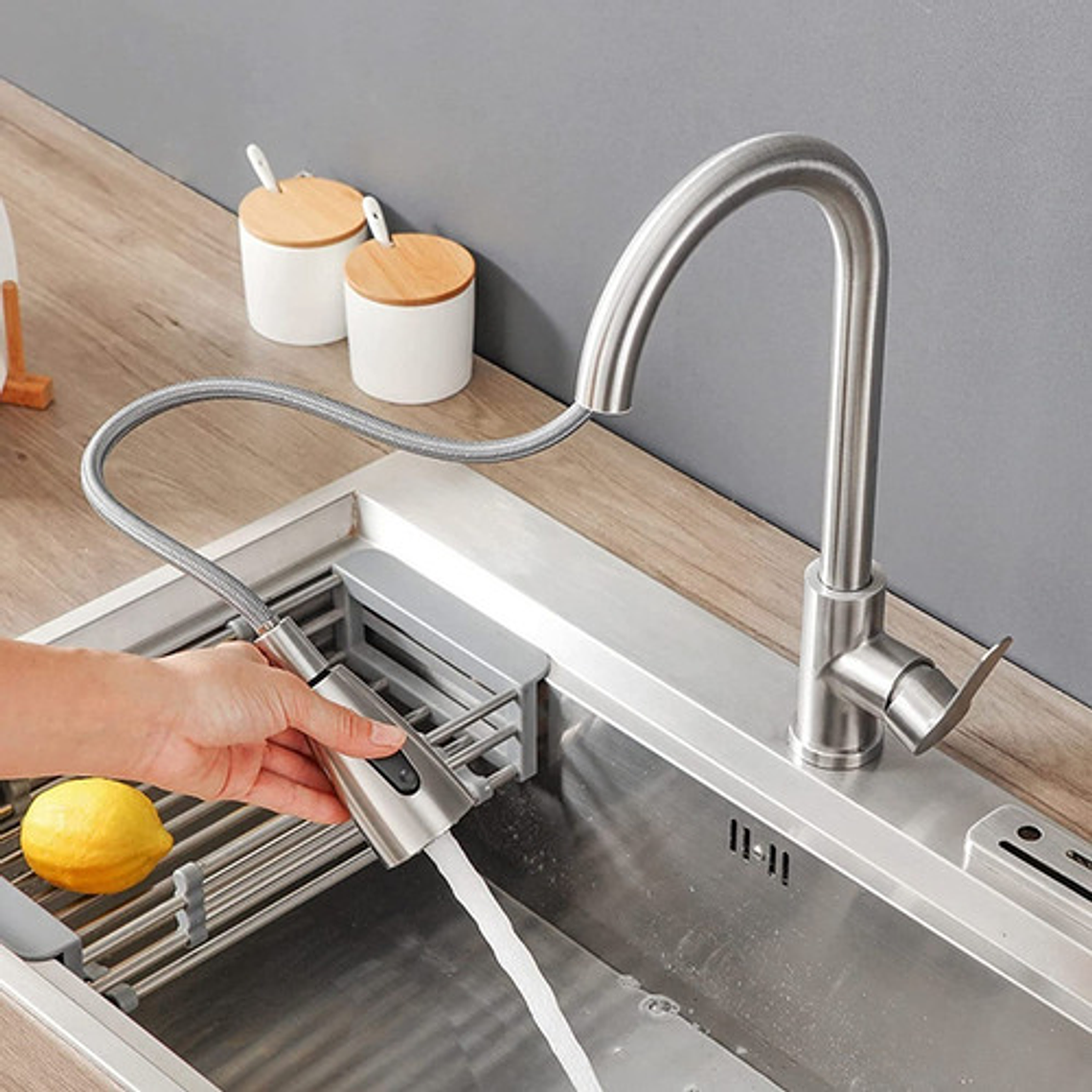 Mezclador Para Lavaplatos Extraíble En Acero Inoxidable 9