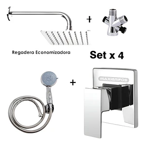 Regadera Metálica 30x30+mezclador Ducha+desviador+teleducha