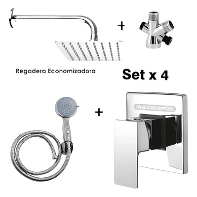 Regadera Metálica 30x30+mezclador Ducha+desviador+teleducha