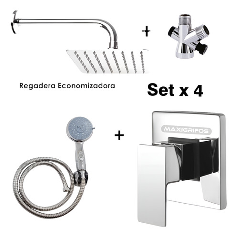 Regadera Metálica 30x30+mezclador Ducha+desviador+teleducha 1