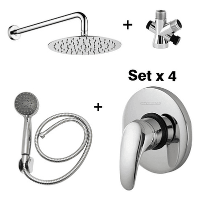 Regadera Metálica 15x15+mezclador Ducha+desviador+teleducha