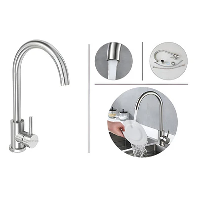 Llave Lavaplatos Monocontrol Agua Fría Y Caliente Satinada