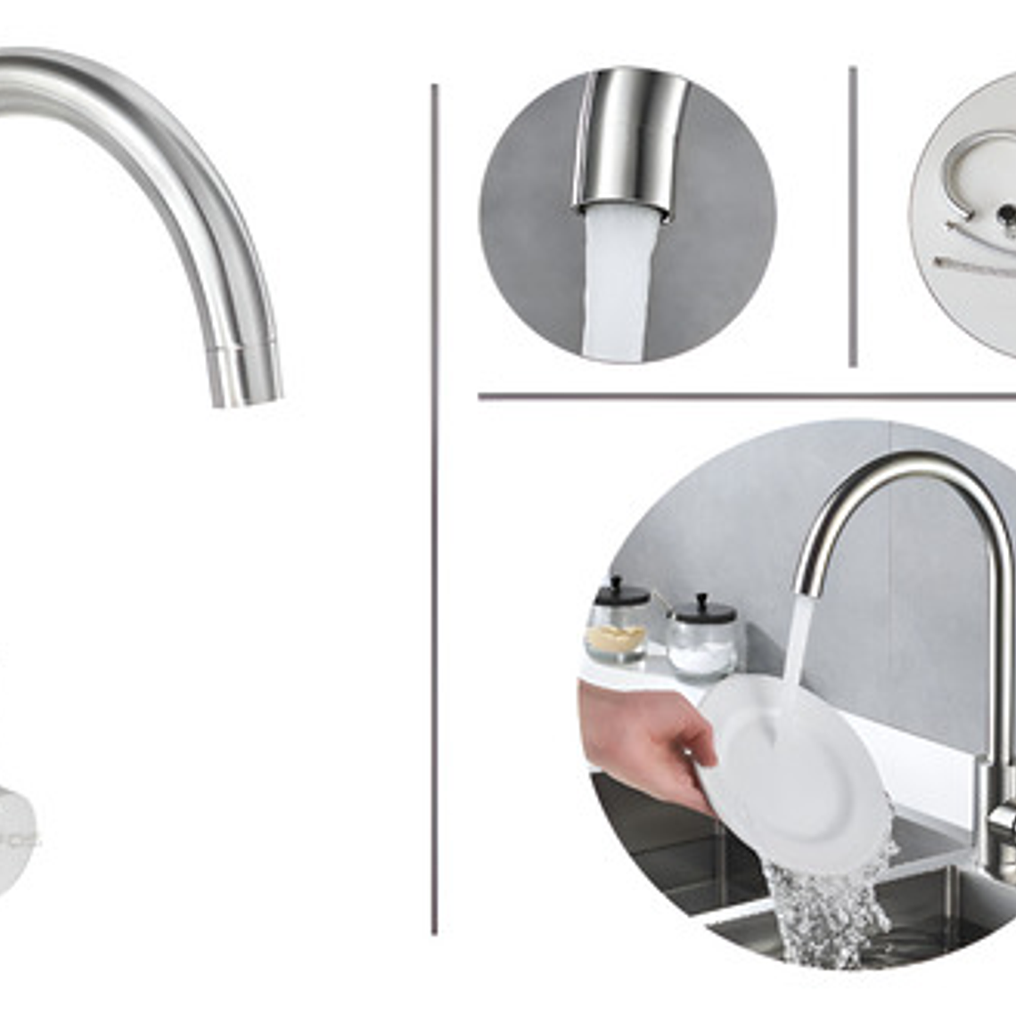 Llave Lavaplatos Monocontrol Agua Fría Y Caliente Satinada 1