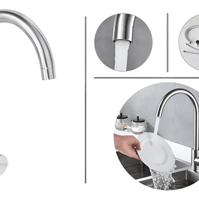 Llave Lavaplatos Monocontrol Agua Fría Y Caliente Satinada