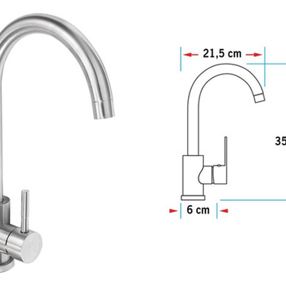 Llave Lavaplatos Monocontrol Agua Fría Y Caliente Satinada 2