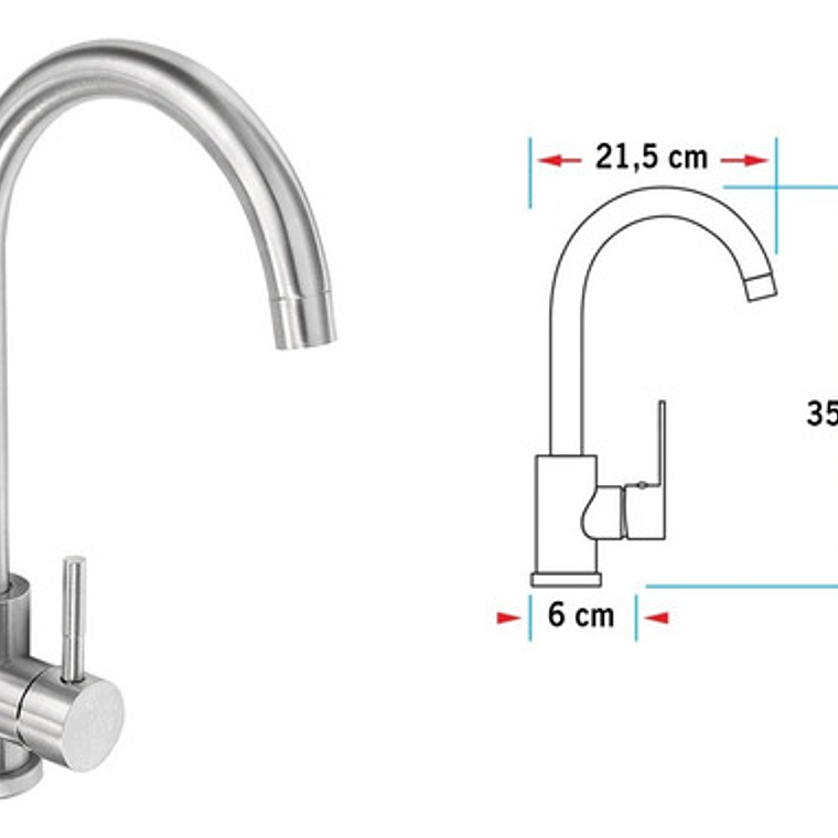 Llave Lavaplatos Monocontrol Agua Fría Y Caliente Satinada 2