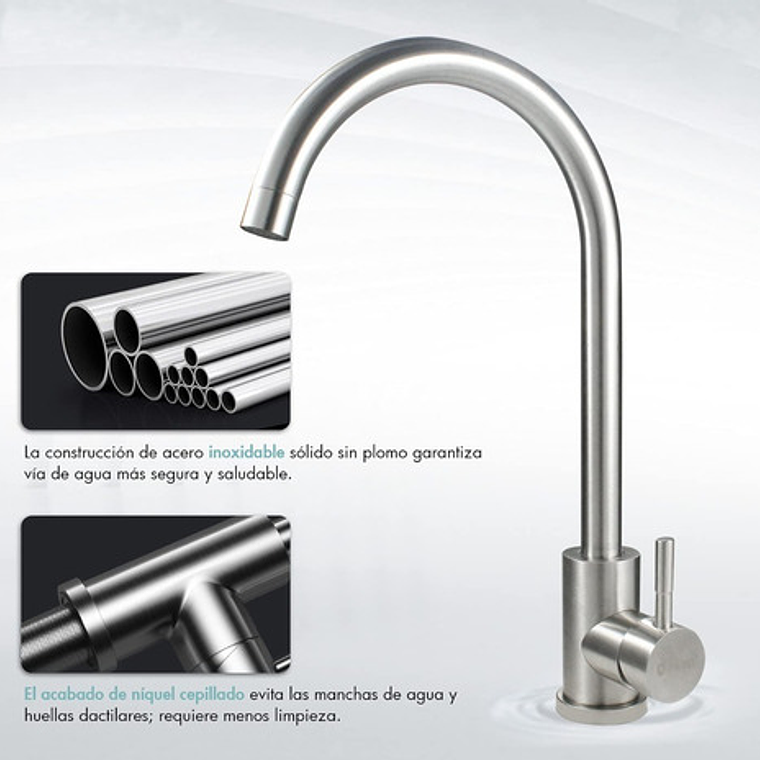 Llave Lavaplatos Monocontrol Agua Fría Y Caliente Satinada 8