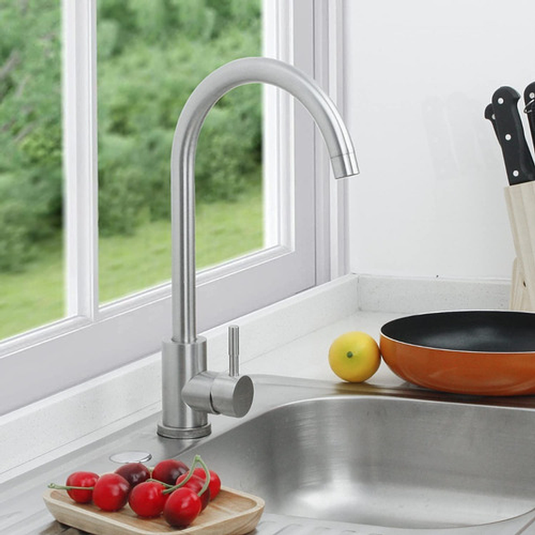 Llave Lavaplatos Monocontrol Agua Fría Y Caliente Satinada 9