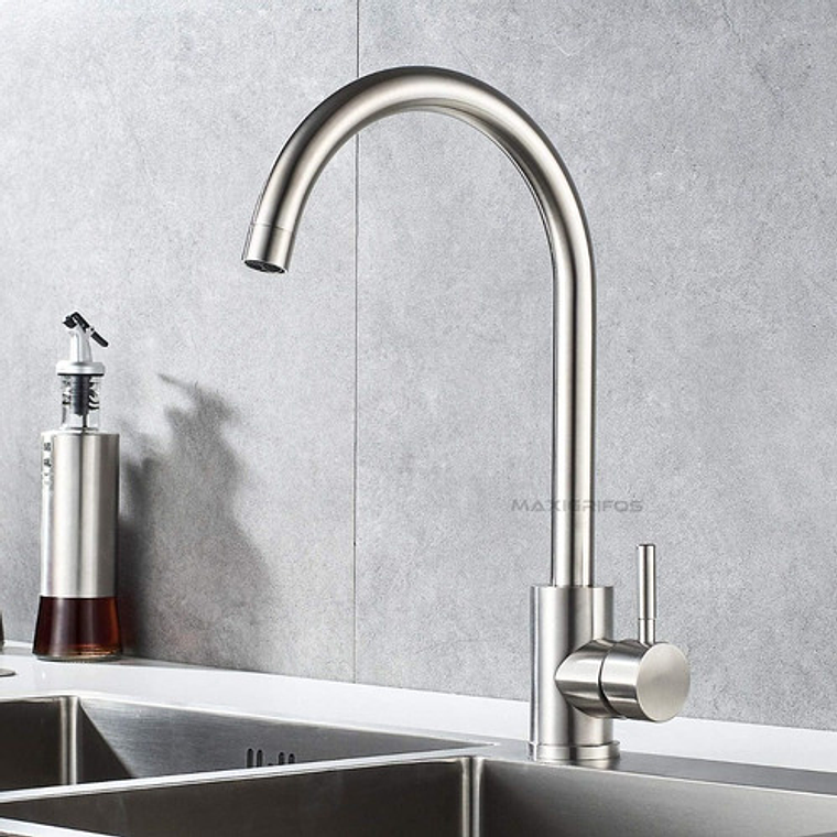 Llave Lavaplatos Monocontrol Agua Fría Y Caliente Satinada 10