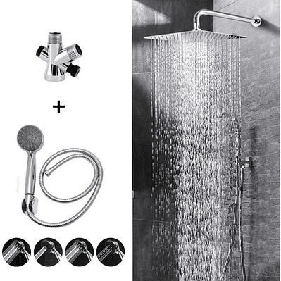 Combo X 3 Regadera Metálica 30x30, Ducha Telefono, Desviador