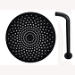 Regadera Ducha Redonda 23x23 Negro Mate Con Tubo - Miniatura 3