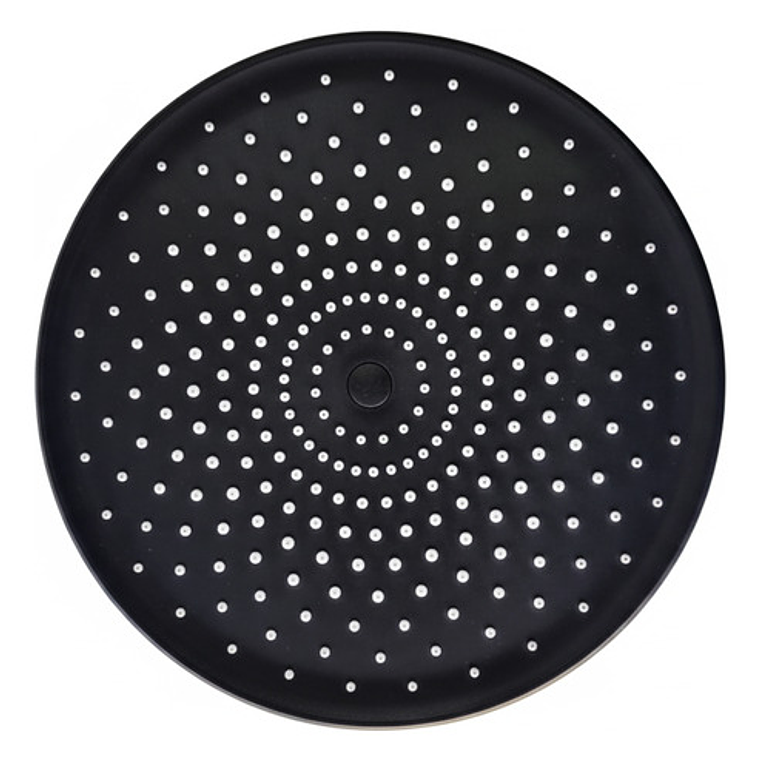 Regadera Ducha Redonda 23x23 Negro Mate Con Tubo 4