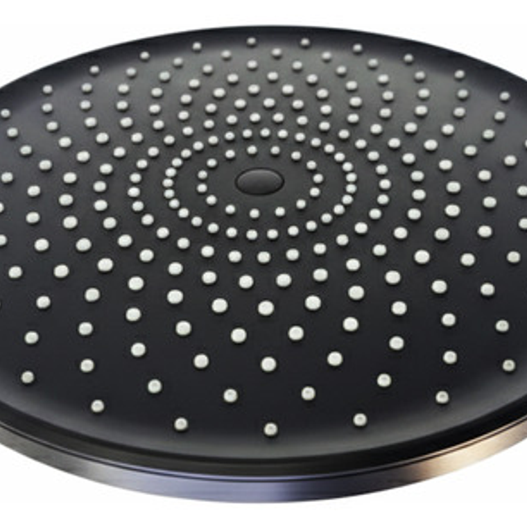 Regadera Ducha Redonda 23x23 Negro Mate Con Tubo 6