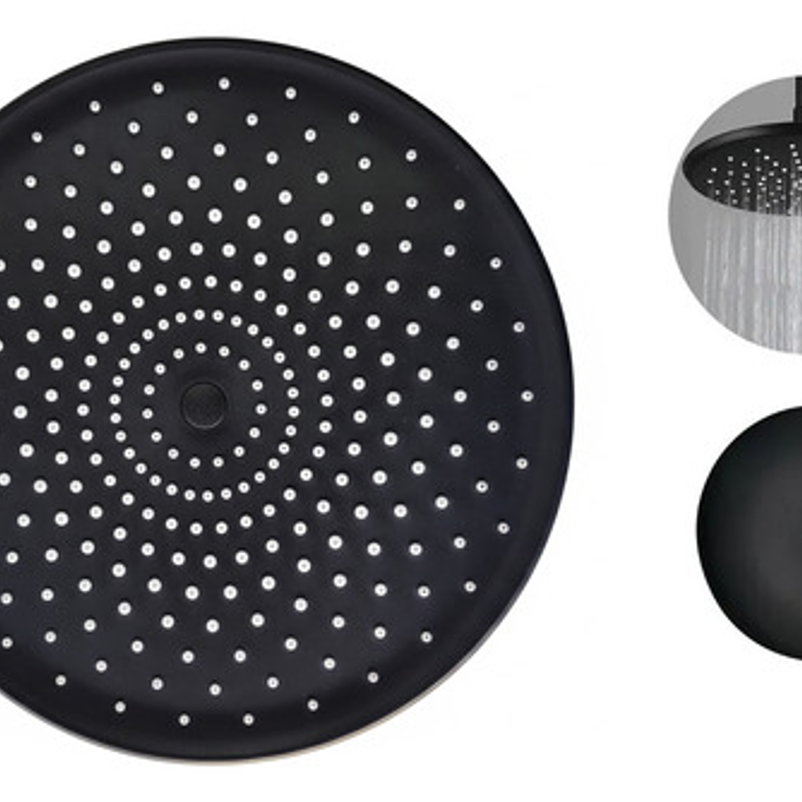 Regadera Ducha Redonda 23x23 Negro Mate Con Tubo 9