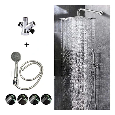 Combo X 3 Regadera Metálica 20x20, Ducha Telefono, Desviador
