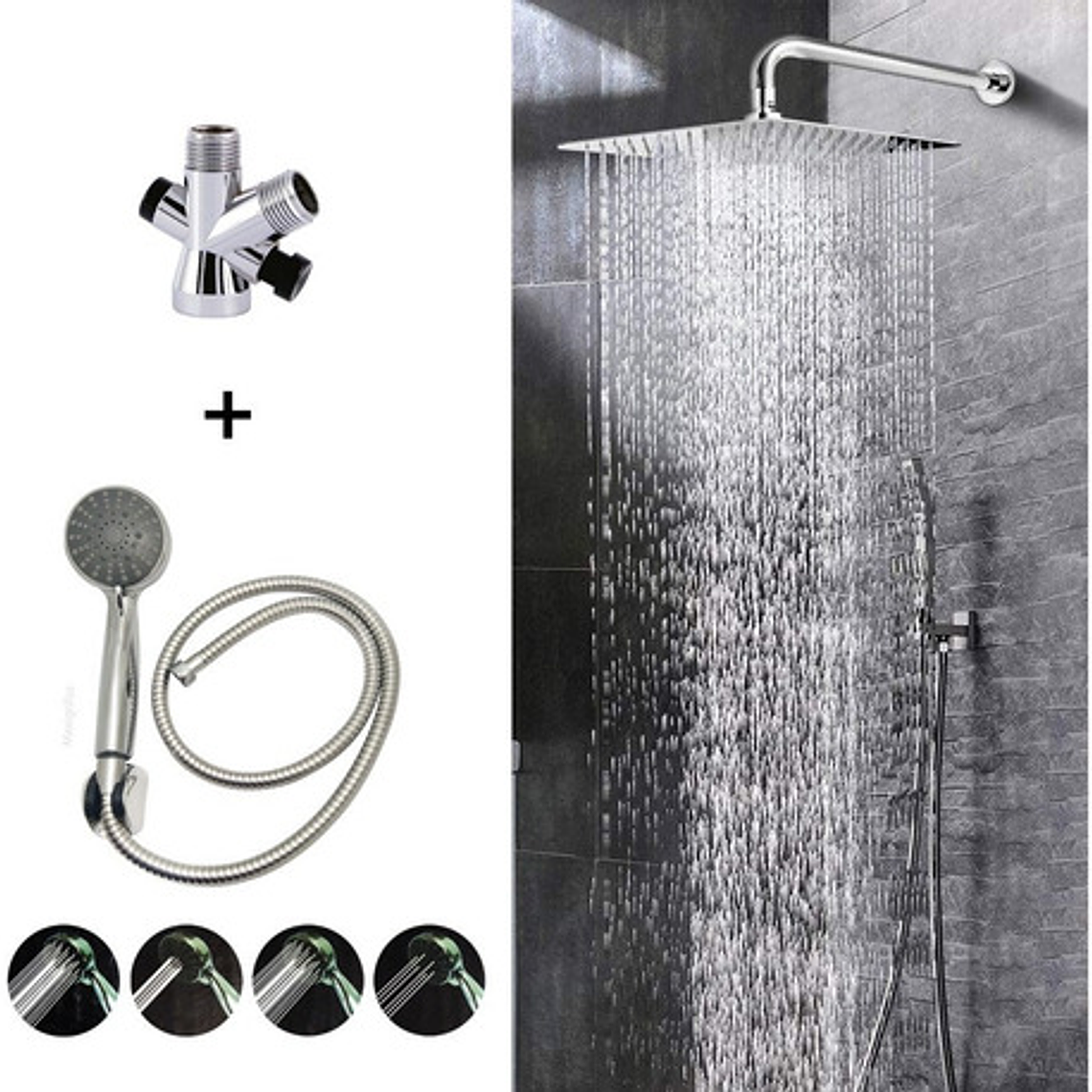 Combo X 3 Regadera Metálica 20x20, Ducha Telefono, Desviador 1