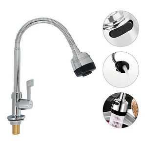 Griferia Lavaplatos Agua Fría Cuello Flexible Metálica