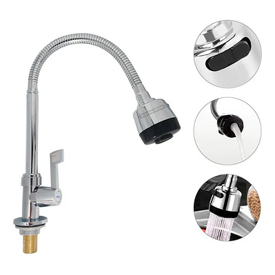 Griferia Lavaplatos Agua Fría Cuello Flexible Metálica