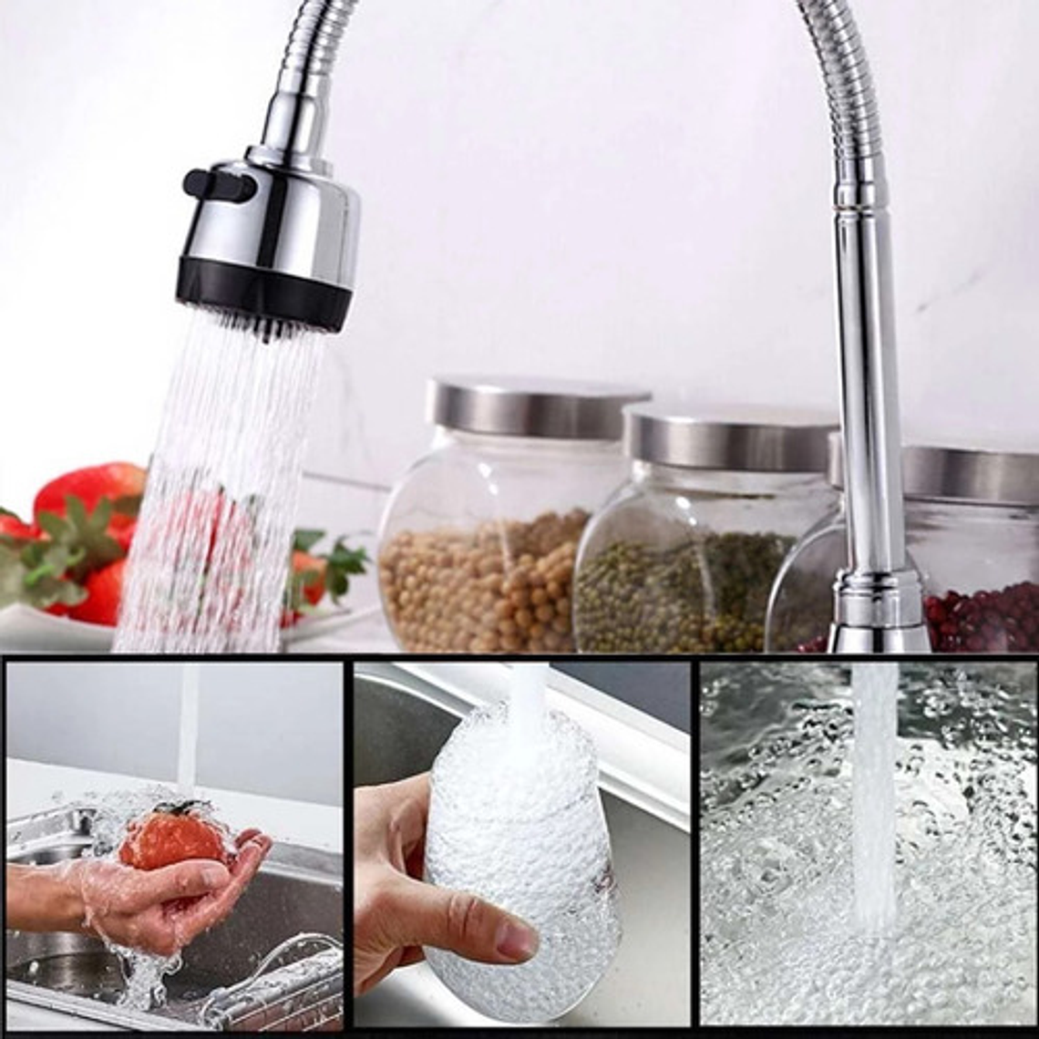 Griferia Lavaplatos Agua Fría Cuello Flexible Metálica 5