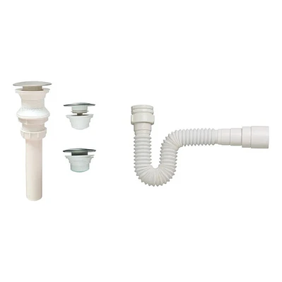 Desagüe O Sifón De Push Pvc Con Sifón Flexible Blanco