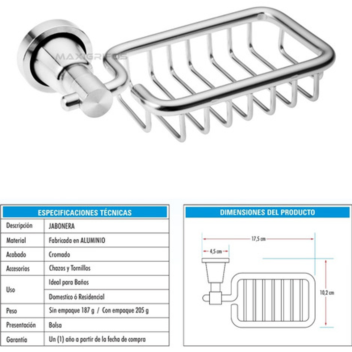 Jabonera Tipo Rejilla En Aluminio Inoxidable Color Cepillado 4
