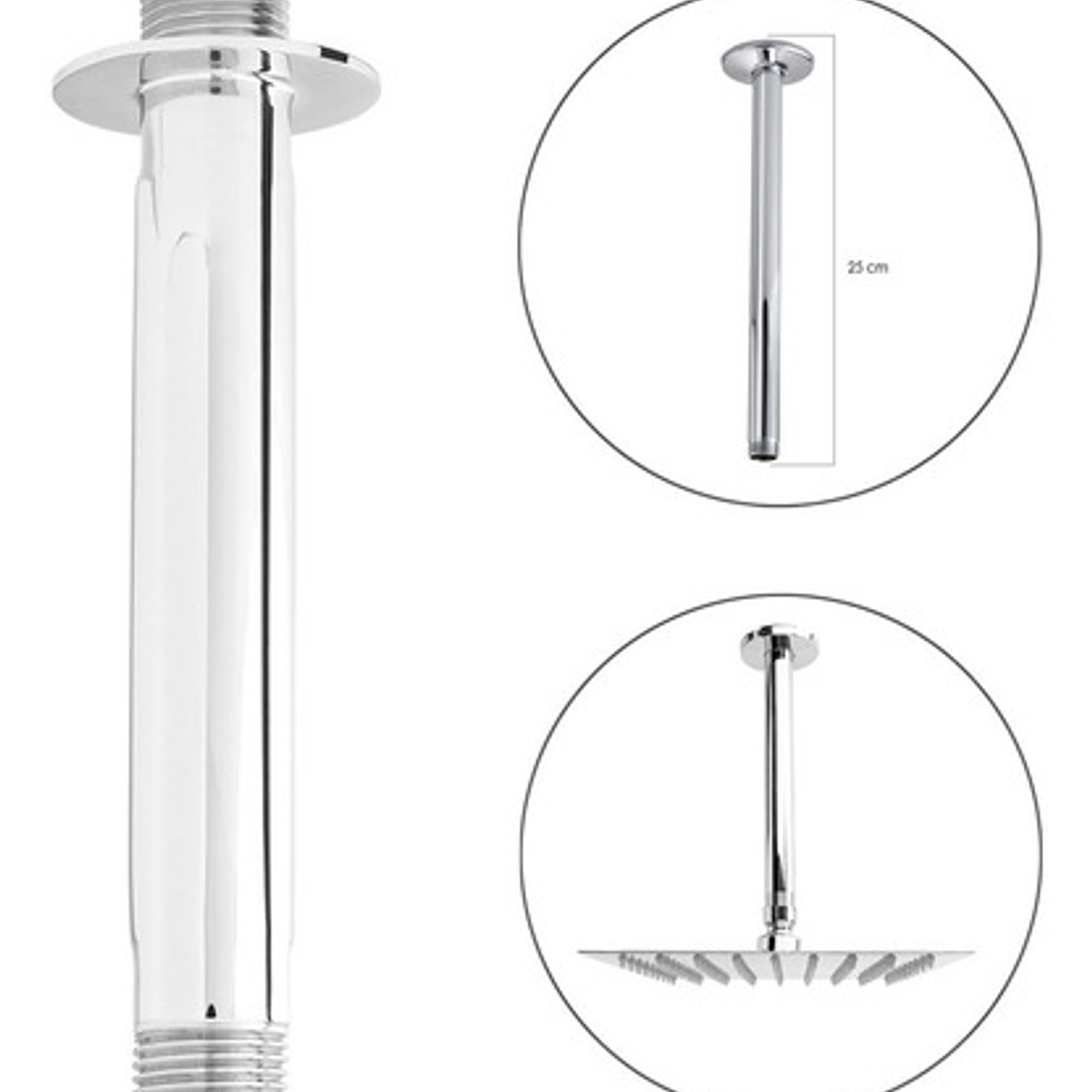 Regadera Ducha Metálica 30x30  Incluye Tubo De Techo 2