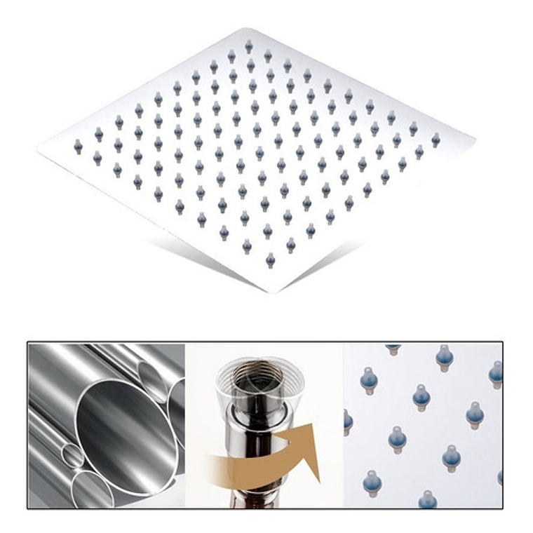 Regadera Ducha Metálica 30x30  Incluye Tubo De Techo 4