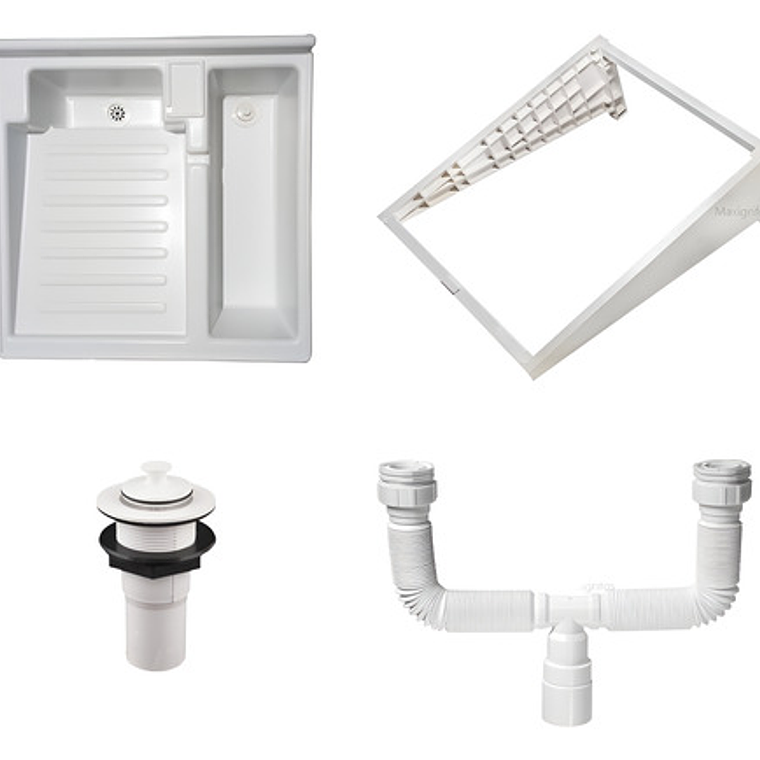 Lavadero Plástico 60x60, Tanque+válvulas De Pozuelo+desagüe 1