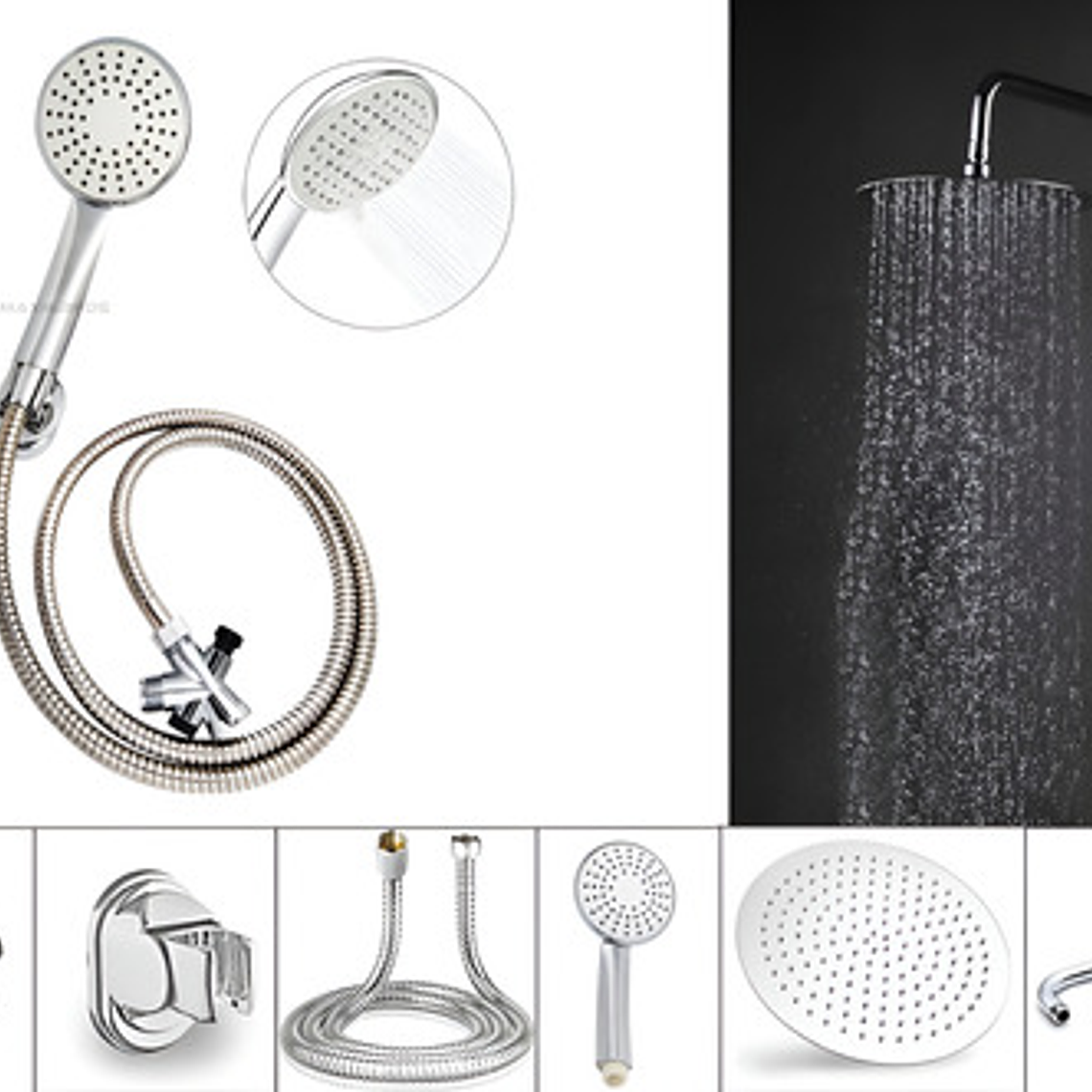 Combo X 3 Regadera Metálica 25x25, Ducha Telefono, Desviador 1