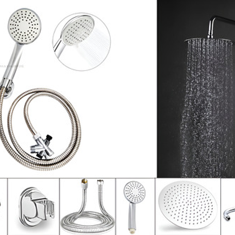 Combo X 3 Regadera Metálica 25x25, Ducha Telefono, Desviador 1