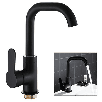 Grifo Llave Mezclador Lavamanos Monomando Negro