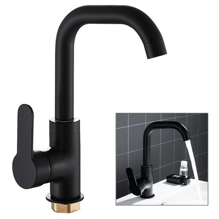 Grifo Llave Mezclador Lavamanos Monomando Negro 1