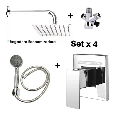 Regadera Metálica 15x15+mezclador Ducha+desviador+teleducha