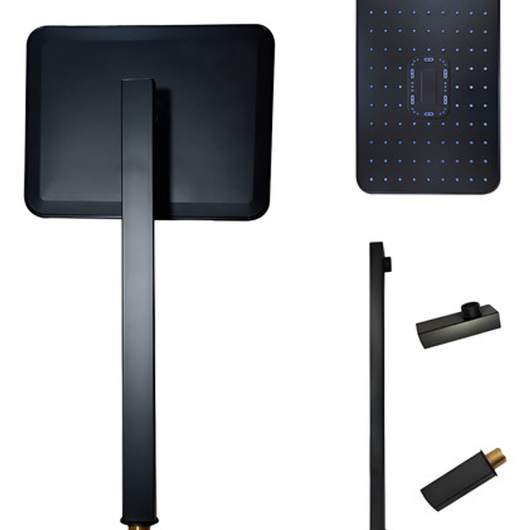 Regadera Ducha Rectangular Negro Mate Incluye Tubo Cuadrado 1