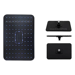 Regadera Ducha Rectangular Negro Mate Incluye Tubo Cuadrado