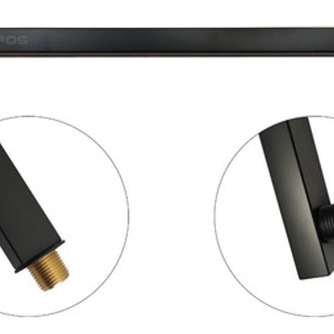 Regadera Ducha Rectangular Negro Mate Incluye Tubo Cuadrado 3