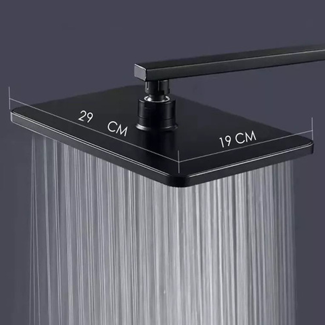 Regadera Ducha Rectangular Negro Mate Incluye Tubo Cuadrado 4